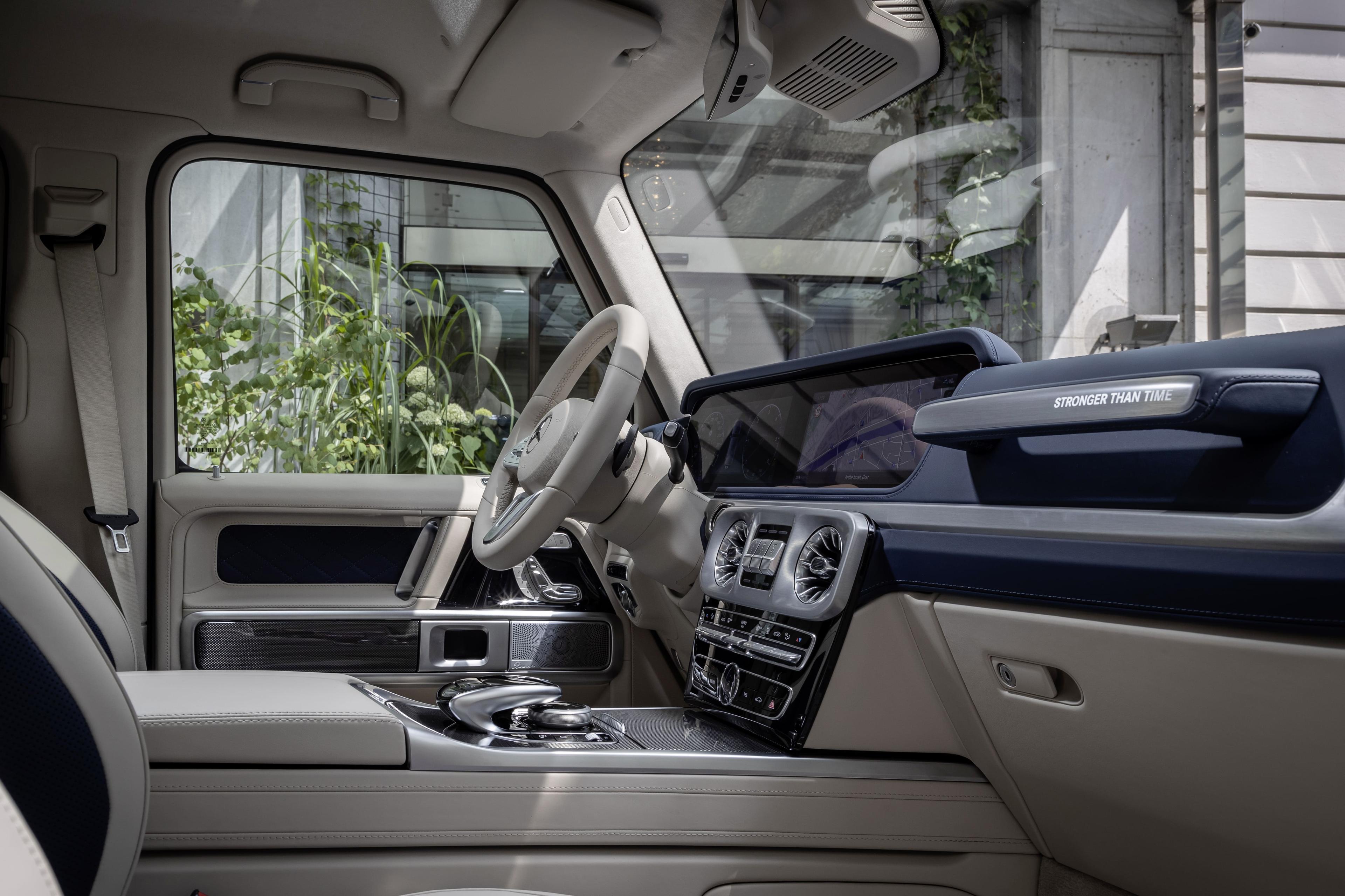 The 2021 Mercedes-Benz G-Class has a luxurious interior and practical features.