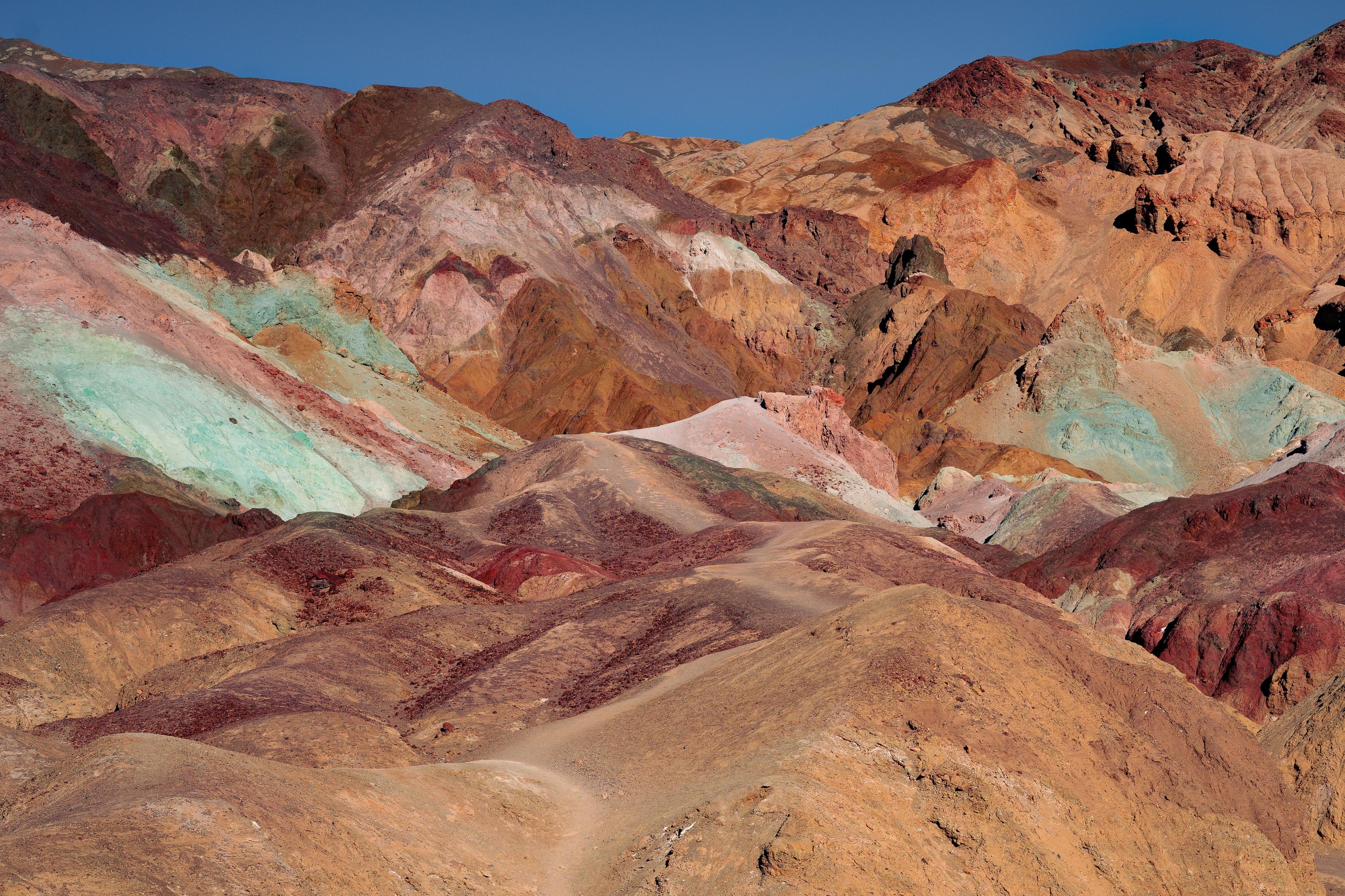 View of the colorful peaks in Death Valley National Park.