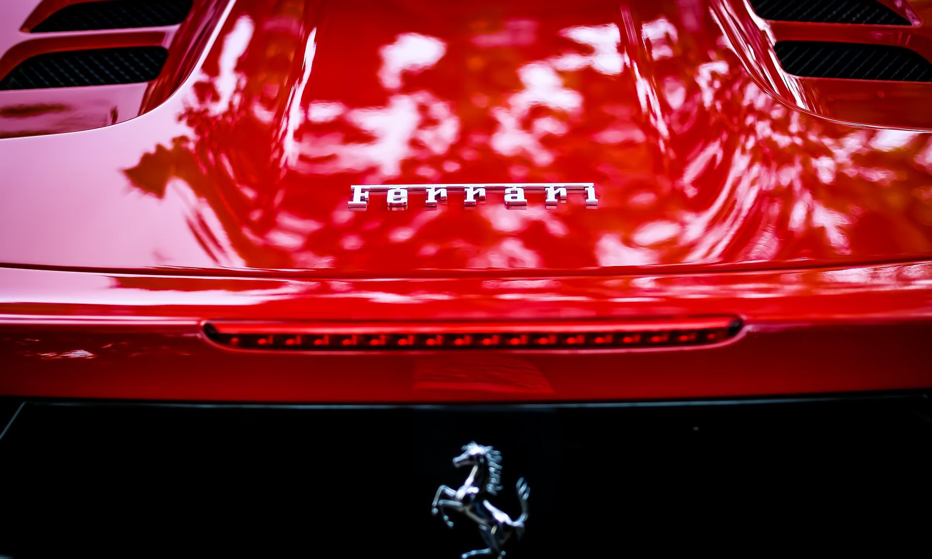 The back of a red Ferrari 