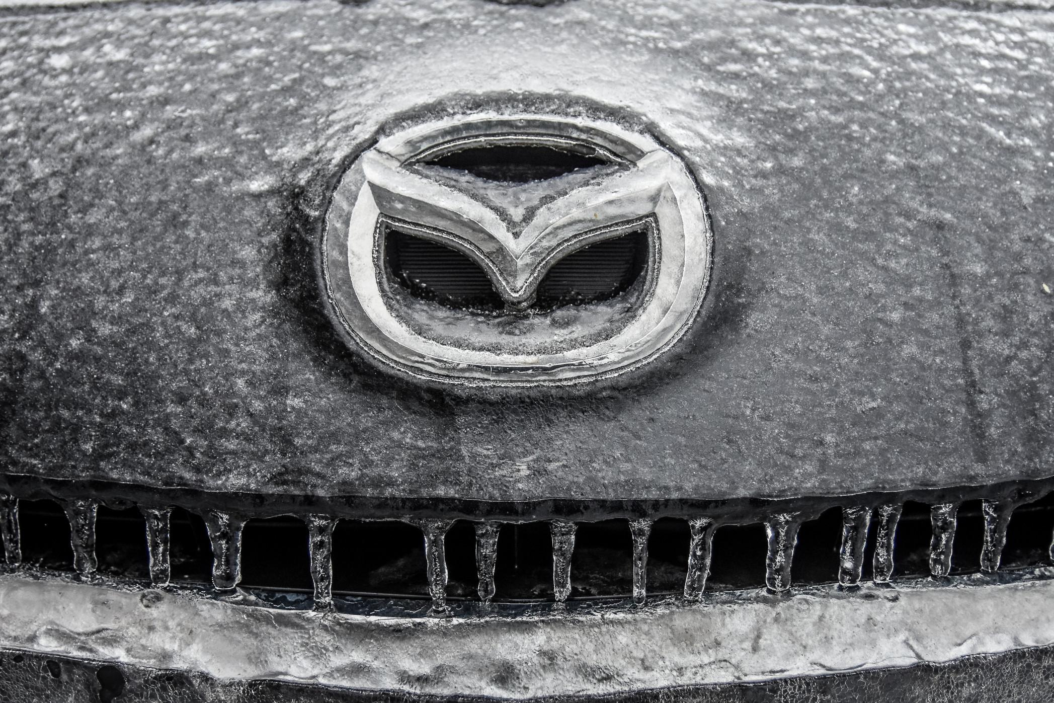 Mazda logo with ice