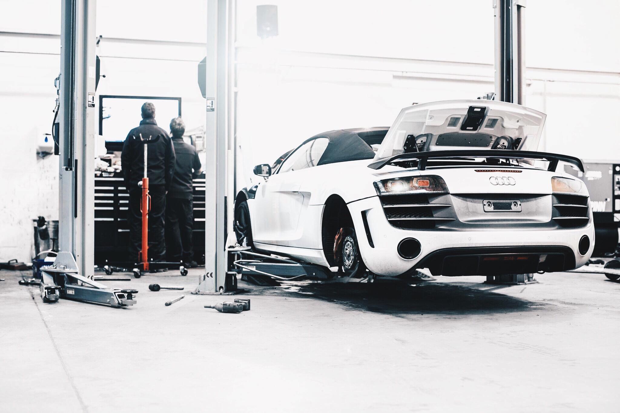 Audi r8 in the shop