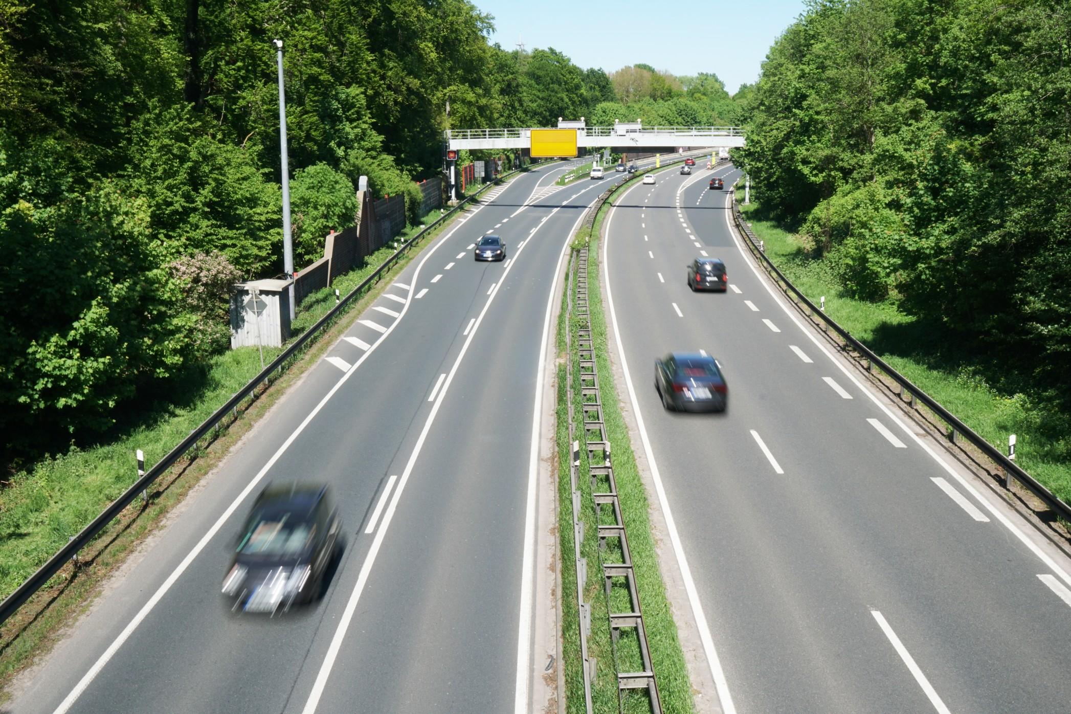 Cars driving on the Autobahn in Germany.