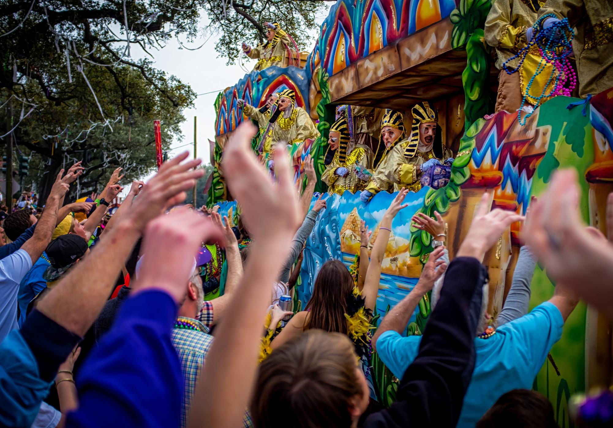 Colorful floats of the Mardi Gras celebration