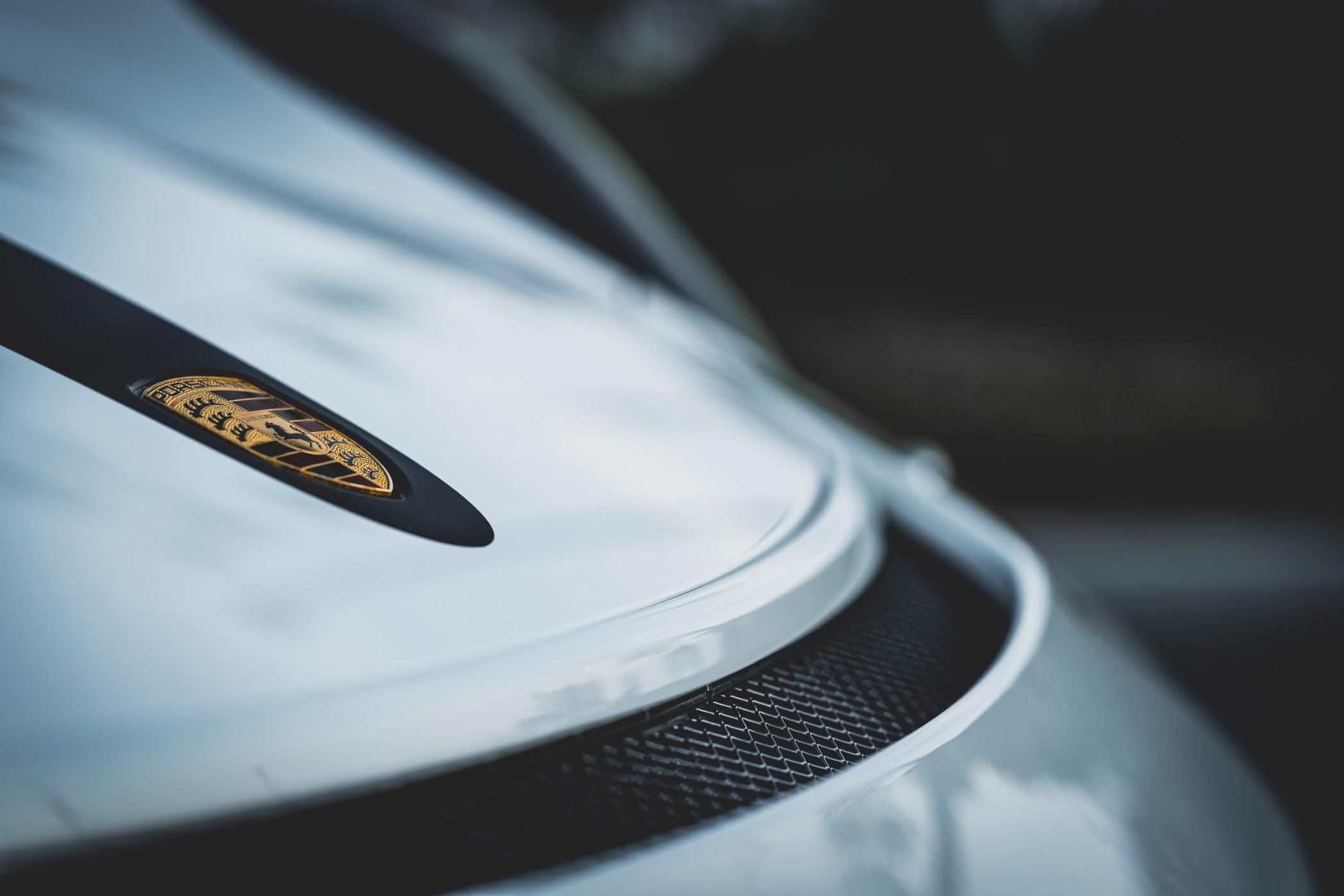 Closeup of the front of a Porsche 911 GT3