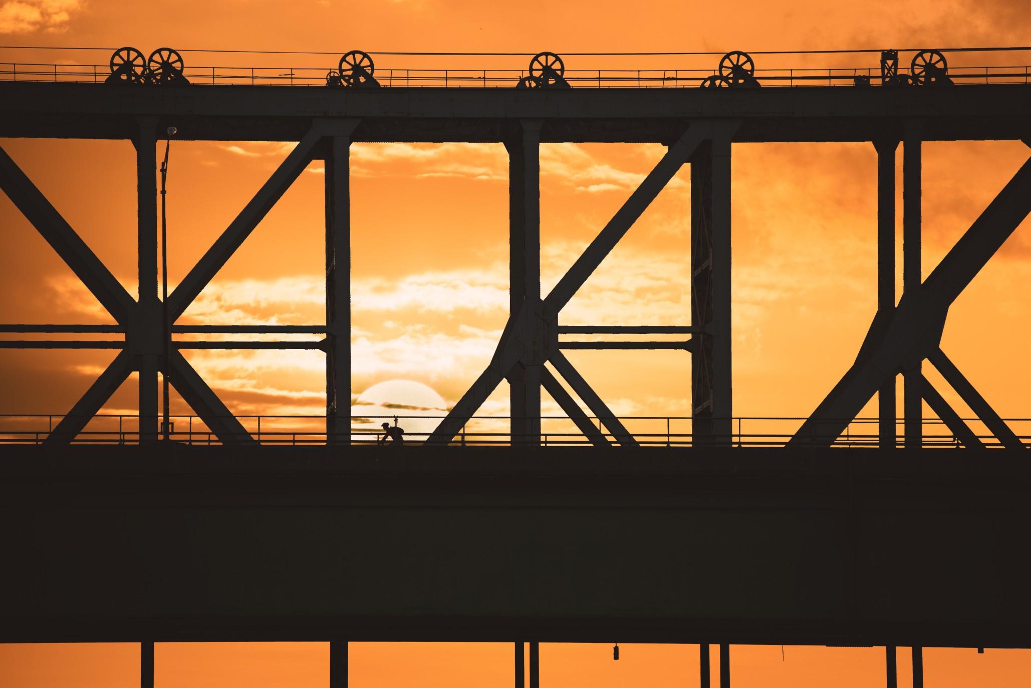 Sunset view of bridge