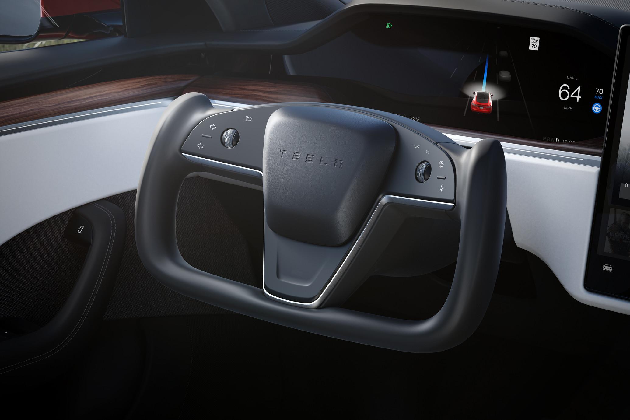 Tesla has a quirky steering yoke for its Model S Plaid. | Courtesy of Tesla, Inc.
